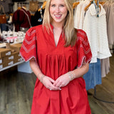 ALICIA RUST EMBROIDERY DRESS