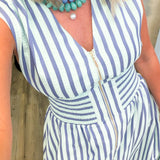 Katie Blue Striped Mini Dress
