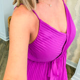 Viola Purple Pleated Chiffon Mini Dress