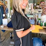 Emma Black Puff Sleeve Mini Dress