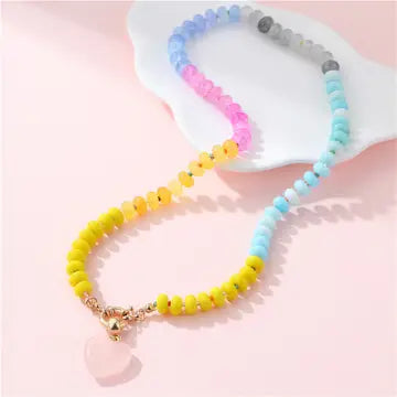 Rhyin Multi Beaded Necklace with Heart Charm