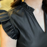 MORRISON LEATHER TOP || BLACK