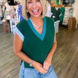 HARPER VNECK GREEN SWEATER