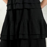 Black Tiered Textured Maxi Dress