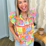 Fruity Gauze V Neck Blouse