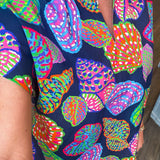 NAVY SHELLS PRINTED TOP