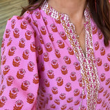 NATASHA PINK FLORAL FOULARD DRESS