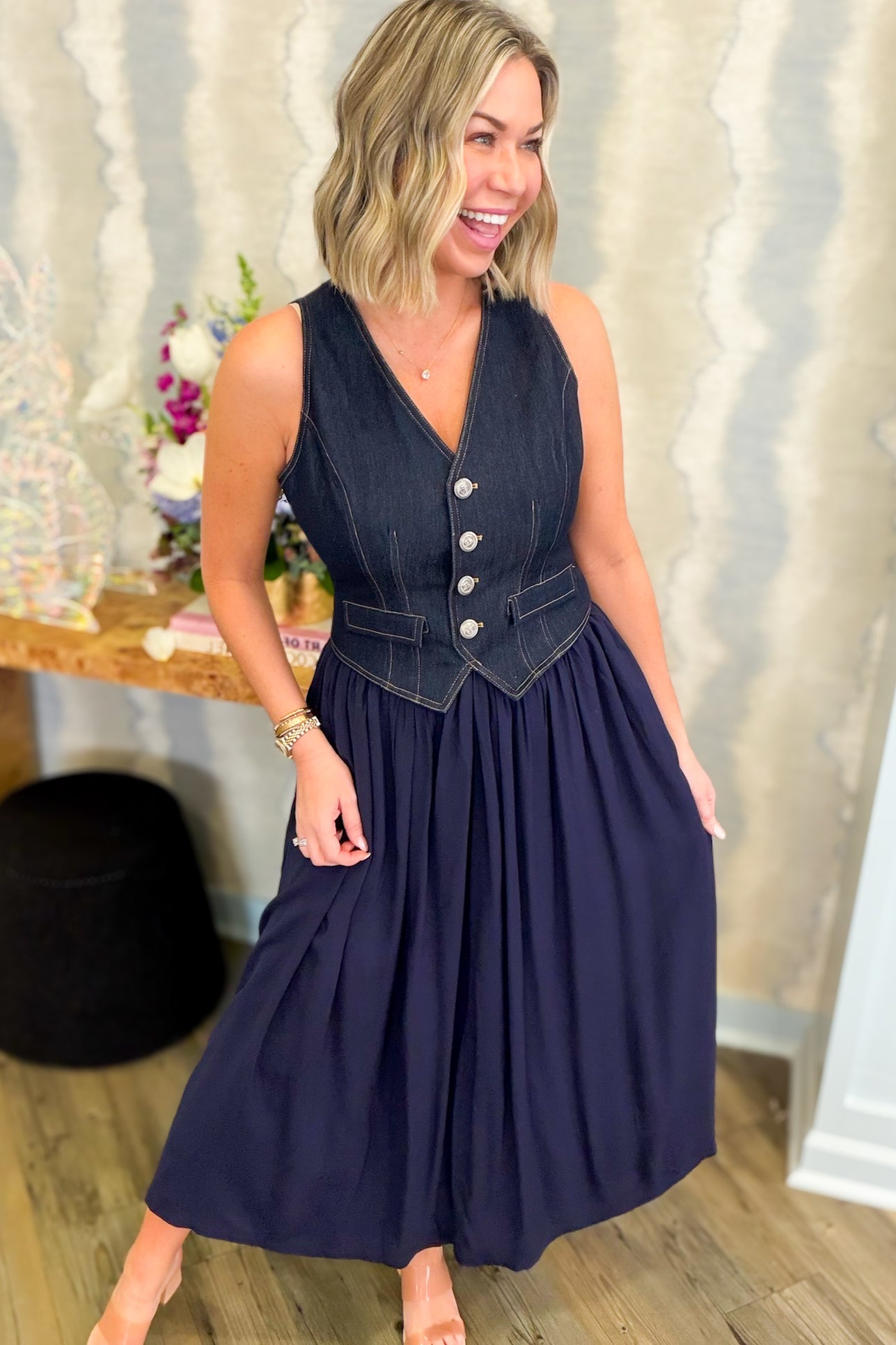 Dark Denim Vest Dress – HIGHLAND PARK