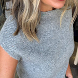 Glitter Ribbed Knit Cap Sleeve Crop Top