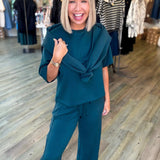 TEAL GREEN LUXE HALF ZIP PULLOVER