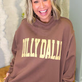 Dilly Dally Brown Mockneck Sweatshirt