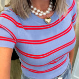 Abbie Short Sleeve Crew Neck Striped Top