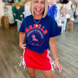 REBELS NAVY CROP BOXY TEE