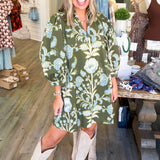 Serena Olive Floral Mini Dress