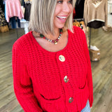 Leslie Red Knit Cardigan