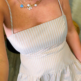 Kylie Taupe/Blue Striped Skirt Set