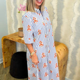 Stripe Floral Maxi Dress