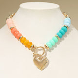 Textured Heart Colorful Beaded Necklace
