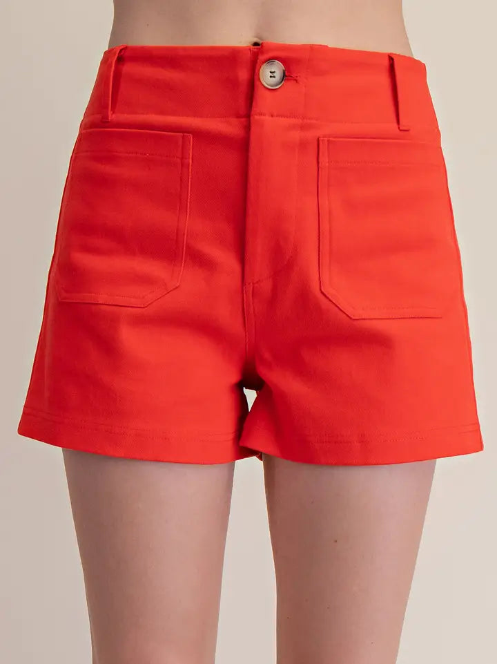 Stretch Shorts High Waist Front Pocket