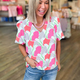 KENZIE CORAL COLOR ME SWEET TOP