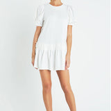 Puff Sleeve Mini Dress White