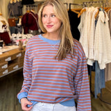 MONICA BLUE CLAY STRIPE PULLOVER