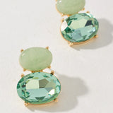 Two-Tone Green Gemstone Drop Earrings