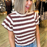 Nora Brown Short Sleeve Sweater