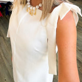 White Bow Sleeveless Mini Dress