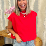 Roxi Red Mock Neck Balloon Top