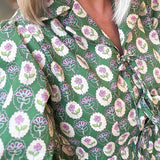 JACKIE GREEN FLORAL BOW FRONT TOP