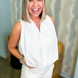 Cindy White Collard Top