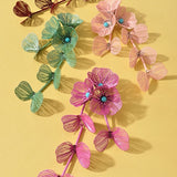 Turquoise Beaded Flower Dangle Earrings