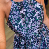LEENA PURPLE FLORAL JACQUARD MIDI DRESS
