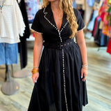 GRACE KELLY PEARL TRIM DRESS