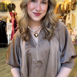 Zoey Quarter Zip Blouse