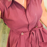 Preppy Maroon Midi Dress