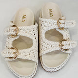 Trendy Cream Woven Slides