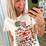 WHITE GINGERBREAD HOUSE TEE