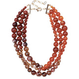 Three Strand Round Beaded Necklace