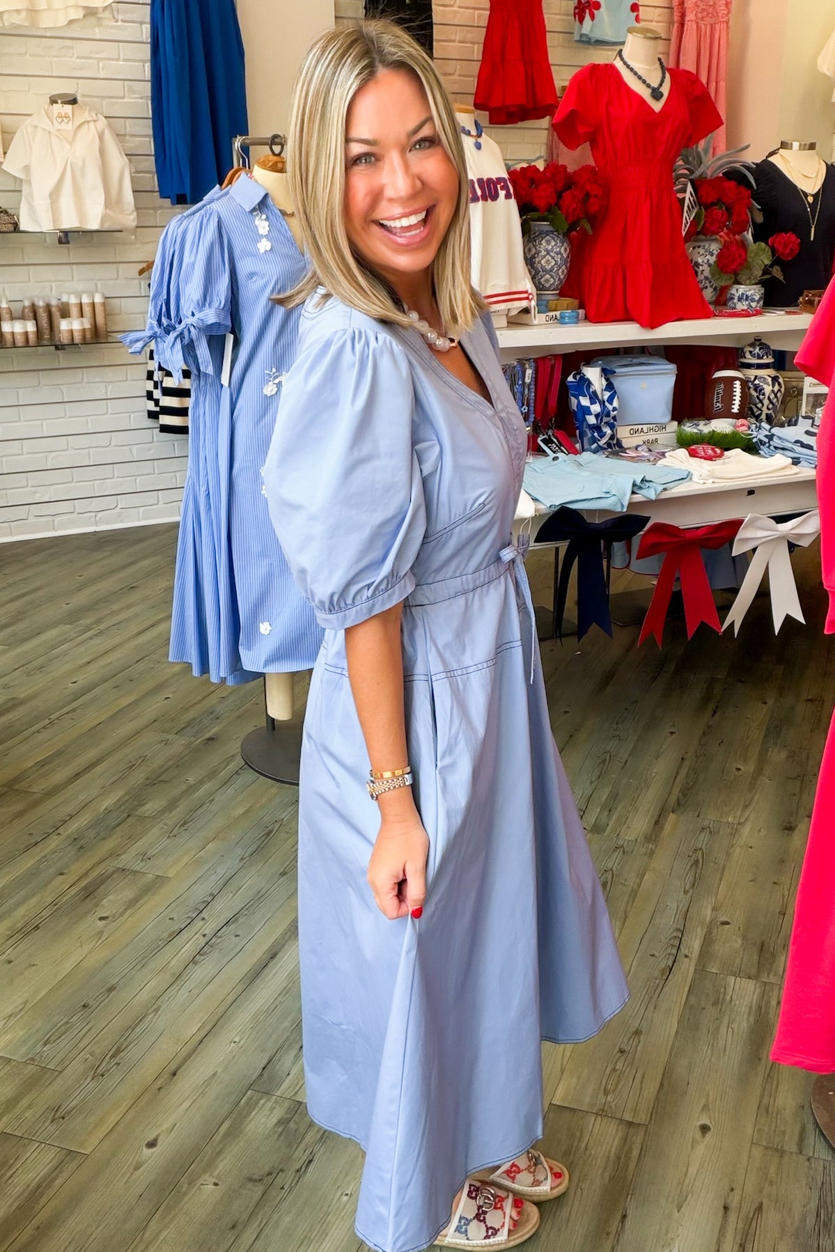 Sky Blue Babydoll Midi Dress Xsmall