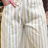 Beige Stripe Barrel Jean