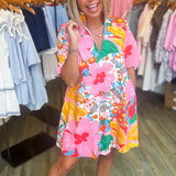 OLIVIA GARDEN SCAPE PRINTED DRESS