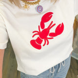 Stitched Lobster Off White Tee