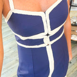 Navy Contrast Trim Bodycon Mini Dress