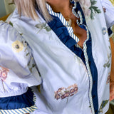 Gabriela Babydoll Blue Floral Blouse