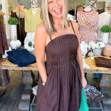 Hester Brown Pleated Dress
