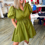 Pamela Olive Green Babydoll Mini Dress