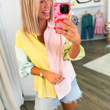 SUZIE COLORBLOCK BUTTON UP TOP