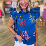 HANNAH COLBALT FLORAL BLOUSE